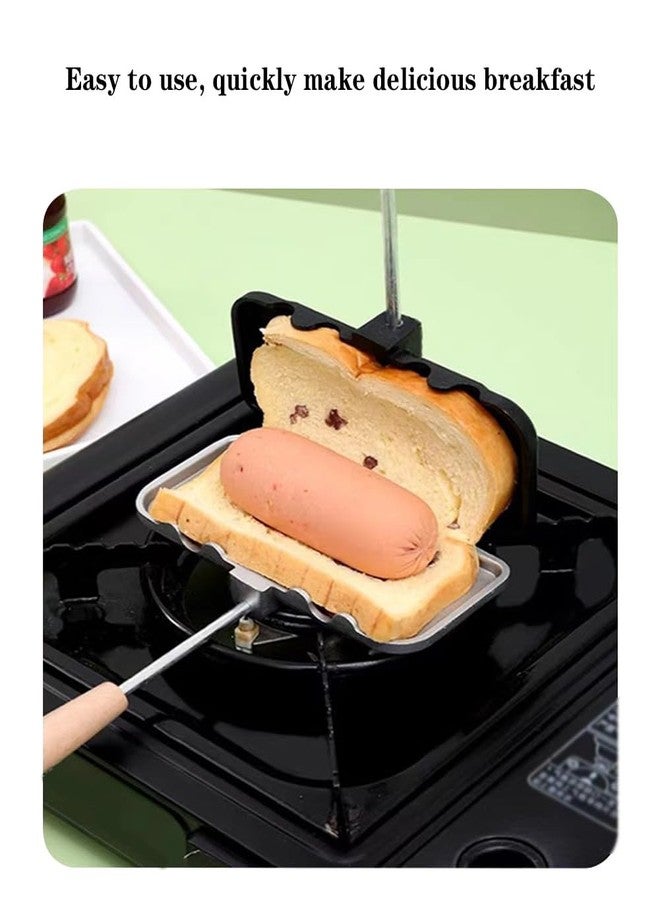 Gaderth Sandwich Maker, Double-Sided Hot Dog Toaster, Nonstick Sandwich Skillet with Removable Handle,Sandwich Baking Pan for Indoor Outdoor Camping Home Kitchen Breakfast - Image 4